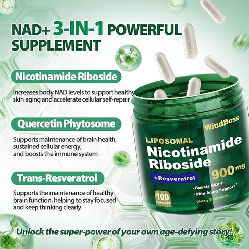 Liposomal NAD+ Supplement, NAD Supplement for Men & Women, with Nicotinamide Riboside & Resveratrol, NAD Booster for Cellular Energy, Anti-Aging & Metabolism – NMNH Alternative – 100 Capsules in Saudi Arabia