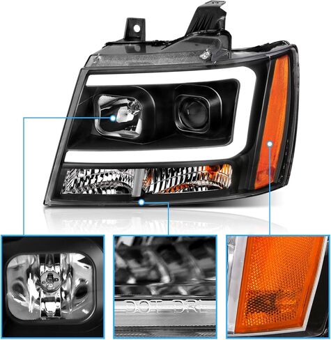 Amerilite لعام 2007-2013 Chevy Avalanche/Suburban/Tahoe Switchback LED Tube Turn Siganl Projector Project Projects Black Presidents Paul in Saudi Arabia