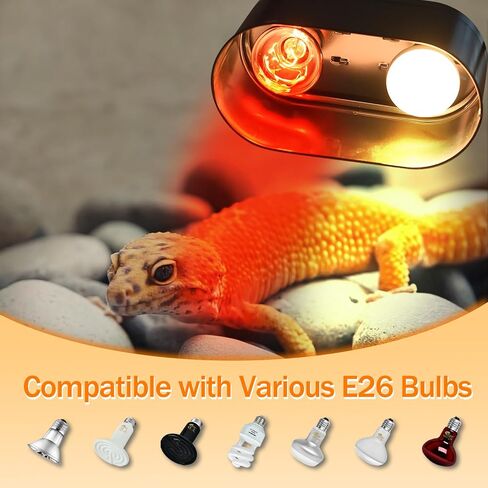 Reptile Lamp Bulb Fixture 5.5 Inch Deep Dome with Switch - Ideal for 60W/75W/100W/150W Heat Lamp Bulbs, Compatible with All E26 UVA/UVB/Basking Heat Bulbs in Saudi Arabia