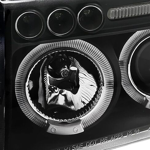 SPEC-D TUNING Jet Black LED Dual Halo Projector Headlights Compatible with 1994-2001 Dodge Ram 1500/2500/3500, Left + Right Pair Headlamps Assembly in Kuwait