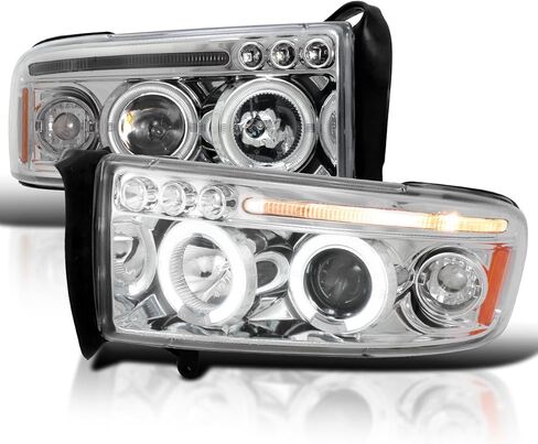 المواصفات توليف النفاثة الأسود LED Dual Halo Projector المصابيح الأمامية متوافقة مع 1994-2001 Dodge RAM 1500/2500/3500 ، ANDELL LESED LISE PALE ANDEMBLY in Saudi Arabia