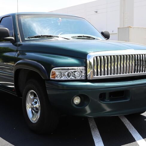 المواصفات توليف النفاثة الأسود LED Dual Halo Projector المصابيح الأمامية متوافقة مع 1994-2001 Dodge RAM 1500/2500/3500 ، ANDELL LESED LISE PALE ANDEMBLY in Saudi Arabia