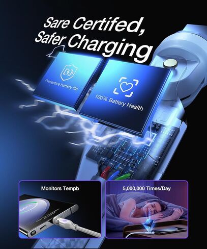 A.S Gen3 USB C Magnetic Charging Cable 240W (2Pack, 3.3ft/6ft), 9Pin USB C to USB C Magnetic Charger Cable/360&180 Rotation Magnetic Phone Charger Data Cable for Phone 15/Samsung/M-Book/Pad Series in Kuwait