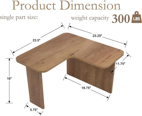 VESCASA Modern L Shaped Nesting Coffee Table Set of 2 Modular Rectangle Walnut Wood Table for Living Room in Kuwait