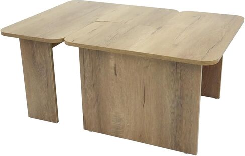 VESCASA Modern L Shaped Nesting Coffee Table Set of 2 Modular Rectangle Walnut Wood Table for Living Room in Kuwait