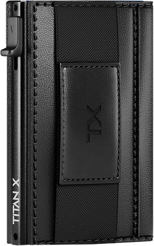 TITAN X Bifold Wallet | Slim Metal Leather with Cash Strap | Pop Up Card Access, ANTI-RFID (Carbon Fiber) in Kuwait