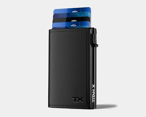 TITAN X Bifold Wallet | Slim Metal Leather with Cash Strap | Pop Up Card Access, ANTI-RFID (Carbon Fiber) in Kuwait