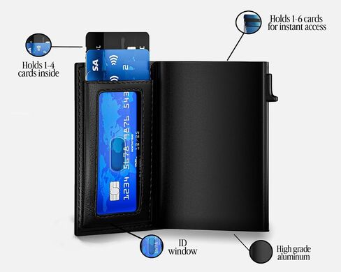 TITAN X Bifold Wallet | Slim Metal Leather with Cash Strap | Pop Up Card Access, ANTI-RFID (Carbon Fiber) in Kuwait