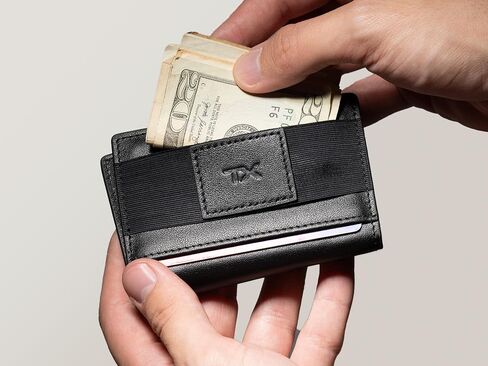 TITAN X Bifold Wallet | Slim Metal Leather with Cash Strap | Pop Up Card Access, ANTI-RFID (Carbon Fiber) in Kuwait