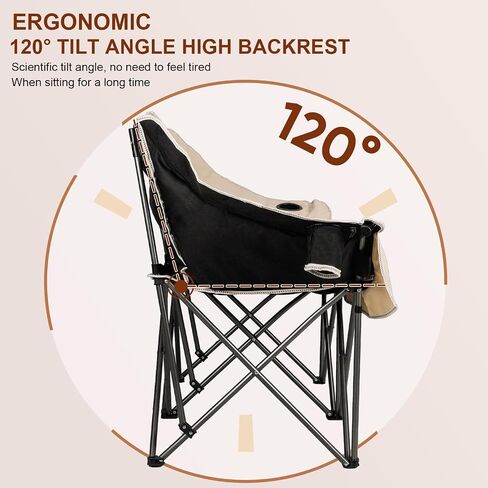 2 Person Fully Padded Camping Chair Oversized Loveseat Camping Chair Double Camping Chairs for Adults Heavy Duty Outdoor Camping Couch, Padded Seats & Armrests, 600Lbs, Beige in Saudi Arabia