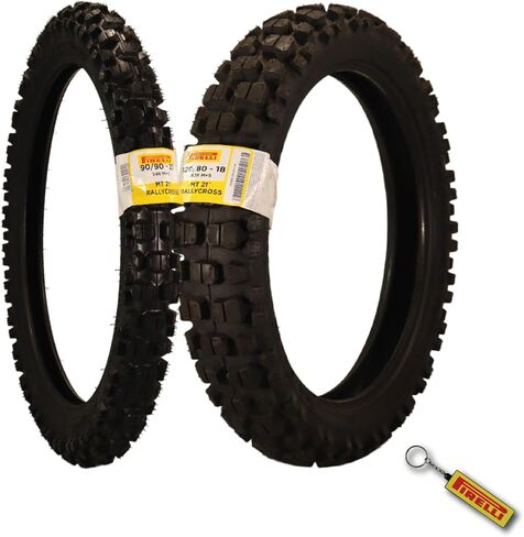Pirelli MT 21 Rallycross 90/90-21 Front & 120/80-18 إطارات الدراجات النارية الخلفية-رياضة رياضية مزدوجة/Enduro ، فقي عدواني للرياح على الطرق الوعرة والتجمع ، قبضة عالية الأداء ، ودراجات المغامرة والتراب in Saudi Arabia