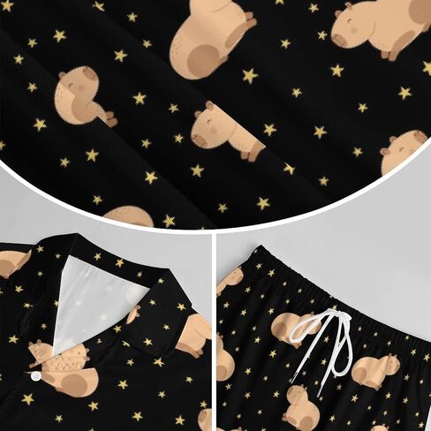 Dujiea Women Pajamas Sets Short Sleeve Sleepwear, Soft Satin Button Down Lounge Wear Set 2 Piece Pjs Shorts Set XS-2XL in Saudi Arabia