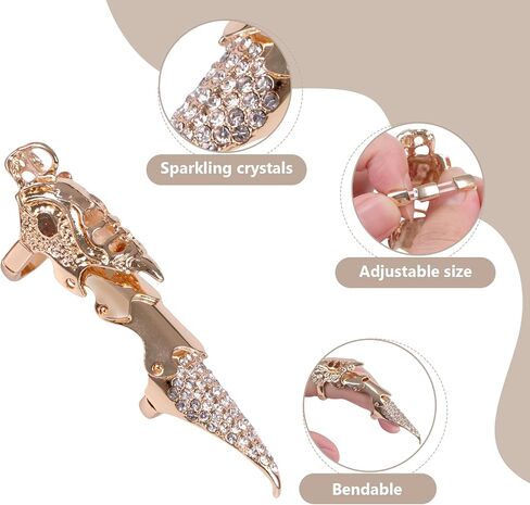 Gothic Crystal Knuckle Ring for Women - Adjustable Punk Rhinestone Stackable Middle Finger Ring, Edgy Bling Jewelry Gift in Saudi Arabia