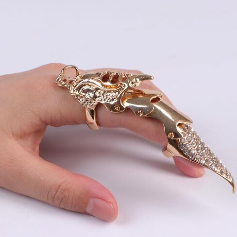 Gothic Crystal Knuckle Ring for Women - Adjustable Punk Rhinestone Stackable Middle Finger Ring, Edgy Bling Jewelry Gift in Saudi Arabia