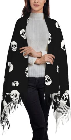 IBILIU Oversize Scarf for Women Delightful Doggies Bulldog Dog Scarf Tassel Scarves Fall Winter Shawl Wraps in Kuwait