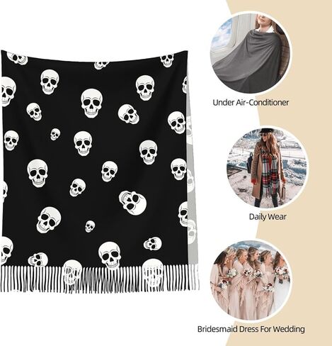 IBILIU Oversize Scarf for Women Delightful Doggies Bulldog Dog Scarf Tassel Scarves Fall Winter Shawl Wraps in Kuwait