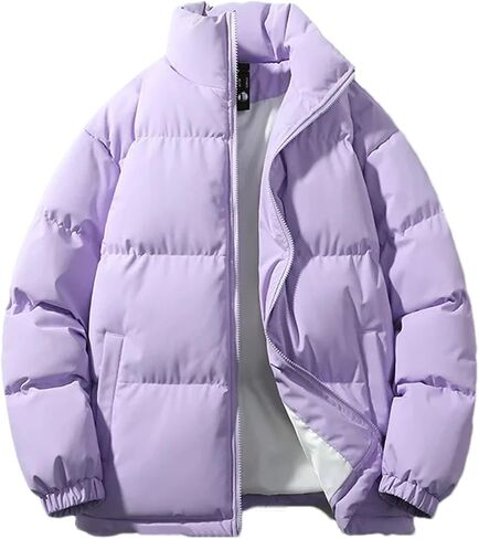 Men Solid Color Stand Collar Pockets Cotton-Padded Classic Thicken Oversized Zipper Parka Coat in Kuwait