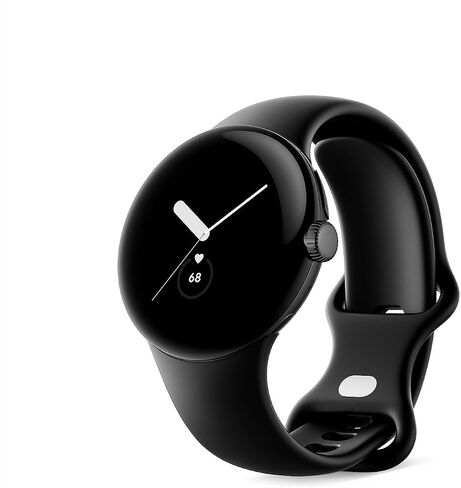 Google | Pixel Watch | Android Smartwatch with Fitbit Activity Tracking | Fitness and Sleep Tracker with Heart Rate Tracker | 41mm (Polished Silver case w/Charcoal Gray Active Band) in Kuwait