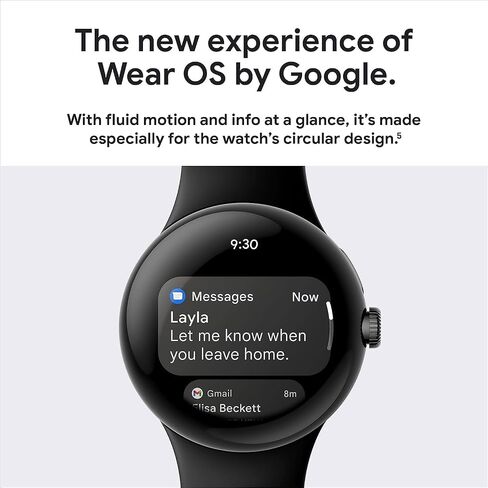 Google | Pixel Watch | Android Smartwatch with Fitbit Activity Tracking | Fitness and Sleep Tracker with Heart Rate Tracker | 41mm (Polished Silver case w/Charcoal Gray Active Band) in Kuwait