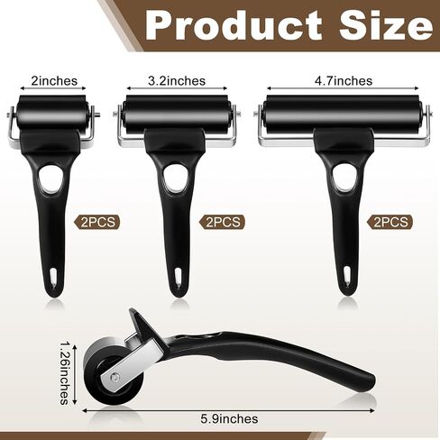 Frienda 2 Pcs 2 Inch Rubber Roller Black Rubber Brayer Rollers Ink Roller for Gluing Printing Inking Block Paper Crafting Press Printmaking Wallpaper Stamping Scrapbooks in Saudi Arabia