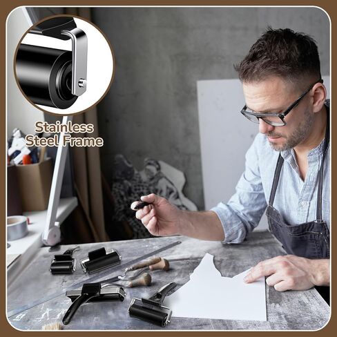 Frienda 2 Pcs 2 Inch Rubber Roller Black Rubber Brayer Rollers Ink Roller for Gluing Printing Inking Block Paper Crafting Press Printmaking Wallpaper Stamping Scrapbooks in Saudi Arabia