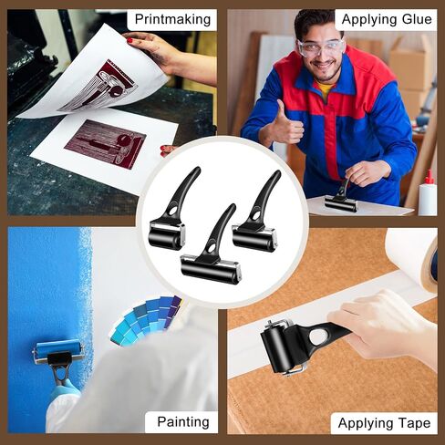 Frienda 2 Pcs 2 Inch Rubber Roller Black Rubber Brayer Rollers Ink Roller for Gluing Printing Inking Block Paper Crafting Press Printmaking Wallpaper Stamping Scrapbooks in Saudi Arabia