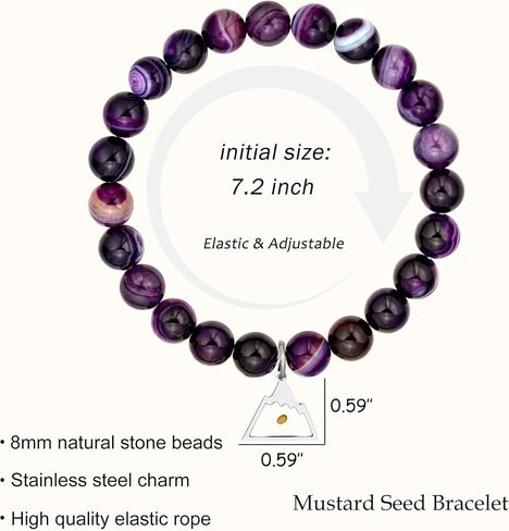 LINY Mustard Seed Beads Bracelets for Women, Natural Stone Amethyst Bracelet Mustard Seed of Faith Gifts for Mom Daughter Sister Best Friends in Kuwait