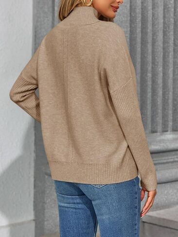 Saodimallsu Womens Mock Neck Sweater Tops Fall Long Sleeve Loose Casual Soft Knit Batwing Pullover Sweaters in Saudi Arabia