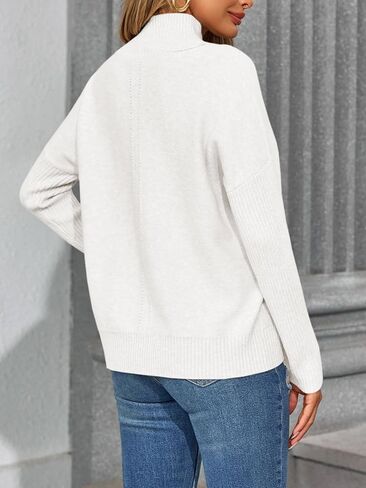 Saodimallsu Womens Mock Neck Sweater Tops Fall Long Sleeve Loose Casual Soft Knit Batwing Pullover Sweaters in Saudi Arabia