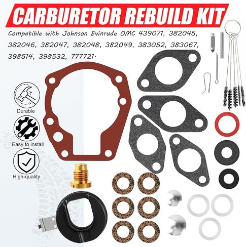 439071 Carburetor Rebuild Kit Compatible with Johnson Evinrude OMC Outboard Motor 1.5HP 2HP 3HP 5HP 5.5HP 6HP 7.5HP 10HP 15HP 18HP 20HP 0439071 Boat 18-7043 382045 382046 382047 383052 398532 in Saudi Arabia