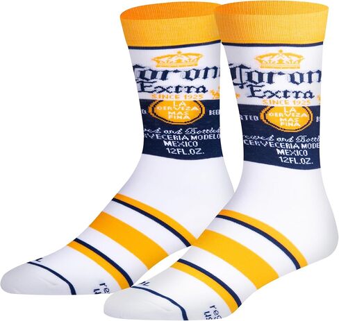Odd Sox Corona or Modelo Beer Lovers Crew Socks for Men, Mix Match, Fun Novelty Print in Saudi Arabia