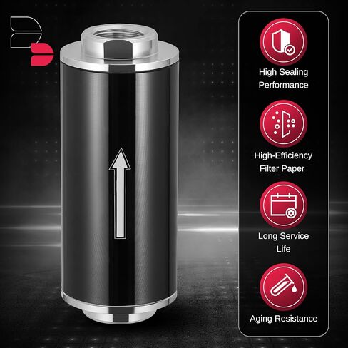 BDFHYK 100 Micron Inline Fuel Filter with 6AN 8AN 10AN Adapter, Universal 50MM Aluminum High Flow Fuel Filter for EFI, LS Engine, Diesel Silver in Saudi Arabia