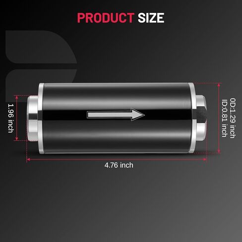 BDFHYK 100 Micron Inline Fuel Filter with 6AN 8AN 10AN Adapter, Universal 50MM Aluminum High Flow Fuel Filter for EFI, LS Engine, Diesel Silver in Saudi Arabia