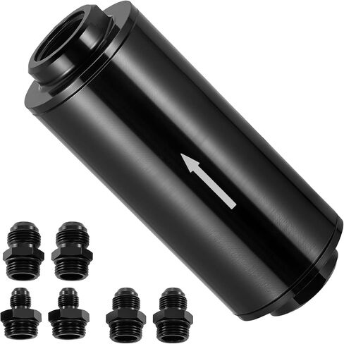 BDFHYK 100 Micron Inline Fuel Filter with 6AN 8AN 10AN Adapter, Universal 50MM Aluminum High Flow Fuel Filter for EFI, LS Engine, Diesel Silver in Saudi Arabia