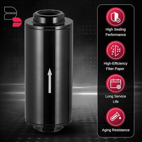 BDFHYK 100 Micron Inline Fuel Filter with 6AN 8AN 10AN Adapter, Universal 50MM Aluminum High Flow Fuel Filter for EFI, LS Engine, Diesel Silver in Saudi Arabia