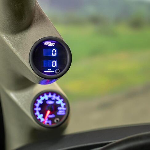GlowShift Black 7 Color Dual Digital 220 PSI Air Pressure Kit - لأنظمة تعليق ركوب الهواء - تشمل مستشعرين إلكترونيين - عرض LED متعدد الألوان - عدسة واضحة - 2-1/16 "52 ملم in Saudi Arabia