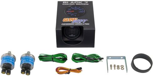 GlowShift Black 7 Color Dual Digital 220 PSI Air Pressure Kit - لأنظمة تعليق ركوب الهواء - تشمل مستشعرين إلكترونيين - عرض LED متعدد الألوان - عدسة واضحة - 2-1/16 "52 ملم in Saudi Arabia