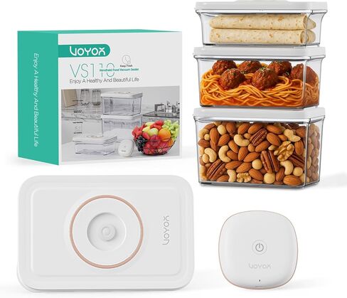 Handheld Vacuum Sealer for Food with 3 Vacuum Canisters Mini and Portable Vacuum Sealer for Food Preservation Rechargeable & Cordless Fully Automatic Food Vacuum Pump (1 Machine + 3 Containers) in Kuwait