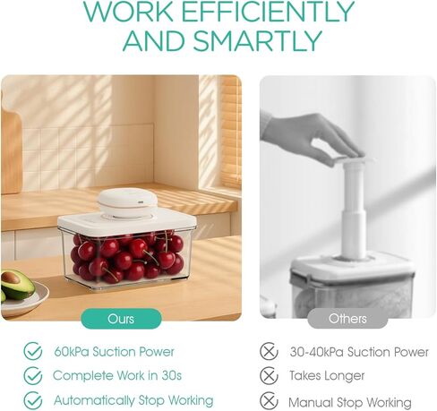 Handheld Vacuum Sealer for Food with 3 Vacuum Canisters Mini and Portable Vacuum Sealer for Food Preservation Rechargeable & Cordless Fully Automatic Food Vacuum Pump (1 Machine + 3 Containers) in Kuwait