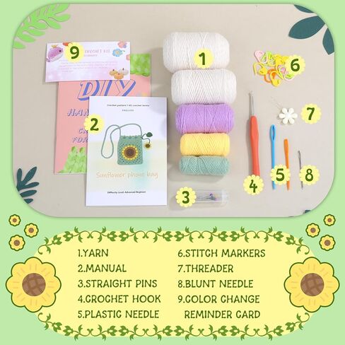 Pnytty 109pcs Crochet Hooks Set Include 9pcs Ergonomic Crochet Hooks, 50g Premium Polyester Fiber Fill, Plastic Eyes, Noses, Crochet Tools for Arthritic Hand Knitting Craft Handmade Crochet Project in Saudi Arabia