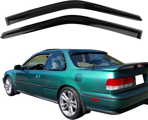 Tape on Window Visor Deflectors, Compatible with 1990-1993 Honda Accord 2Door, Acrylic Smoke Tinted Slim Style Window Rain Guards, Sun Wind Side Vent Visor Set, 2 Pieces in Saudi Arabia