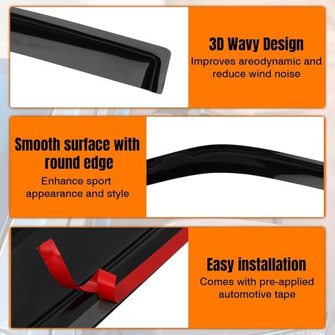 Tape on Window Visor Deflectors, Compatible with 1990-1993 Honda Accord 2Door, Acrylic Smoke Tinted Slim Style Window Rain Guards, Sun Wind Side Vent Visor Set, 2 Pieces in Saudi Arabia