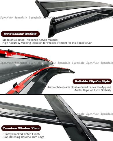 FITS 2013-2018 Toyota RAV4 Tinted Clip-ON Window Visor RAIN Guard W/Chrome Trim in Saudi Arabia