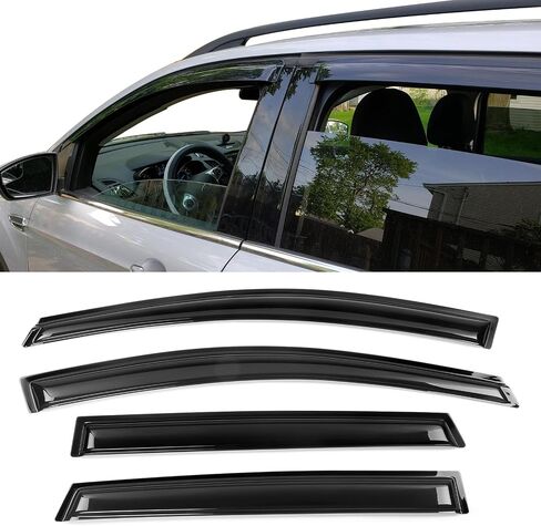 IKON MOTORSPORTS Tape On External Window Visor, Compatible with 2013-2019 Ford Escape, Slim Style Dark Smoke 4PC Set Acrylic Rain Guards Side Window Wind Deflector in Saudi Arabia