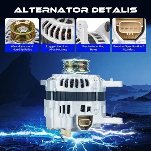 Alternator Replacement New Compatible with Mitsubishi Eclipse L4 2.4L 2000-2005, for Mirage L4 1.5L 2000-2002, for Galant L4 2.4L 1999, 12V, CW, 90Amp, IR/IF, Replace for A2TA5393, A2TA5393ZC in Saudi Arabia