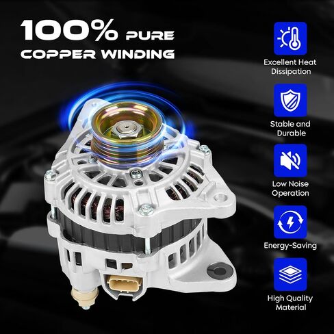 Alternator Replacement New Compatible with Mitsubishi Eclipse L4 2.4L 2000-2005, for Mirage L4 1.5L 2000-2002, for Galant L4 2.4L 1999, 12V, CW, 90Amp, IR/IF, Replace for A2TA5393, A2TA5393ZC in Saudi Arabia