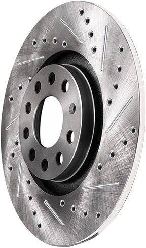 Detroit Axle - Rear Brake Rotors for Audi Q2 A3 Quattro E-Tron VW EOS Golf Alltrack Sportwagen GTI Jetta Passat Drilled & Slotted Brakes Rotors Replacement: 10.71" inch Rotors in Kuwait