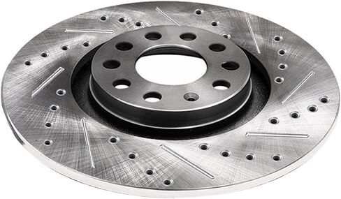 Detroit Axle - Rear Brake Rotors for Audi Q2 A3 Quattro E-Tron VW EOS Golf Alltrack Sportwagen GTI Jetta Passat Drilled & Slotted Brakes Rotors Replacement: 10.71" inch Rotors in Kuwait