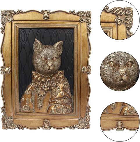 Esvinte Animal Head Vintage Wall Sculpture Antique Wall Decor Hallway Art Statue for Living Room Office Bedroom Gallery,Handmade Gift Aesthetic Design(Peeress Cat) in Saudi Arabia