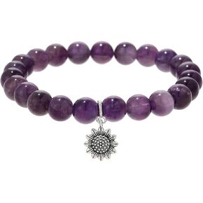 أساور الفضة من عباد الشمس الفضية للنساء 8 ملم الحجر الطبيعي شفاء أساور استرخاء عباد الشمس للنساء in Kuwait